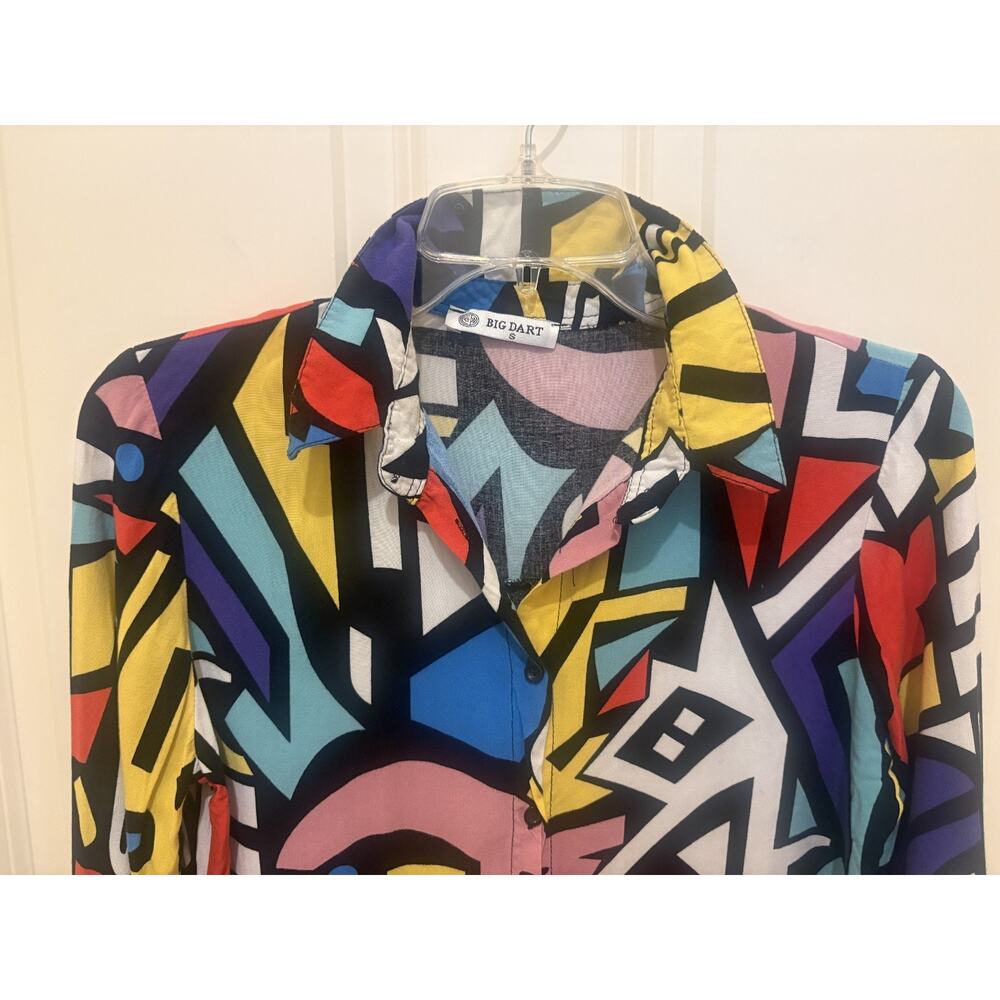 Vintage Big Dart Geometric Art Print Button Down … - image 3